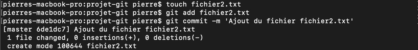 ajout fichier avec touch