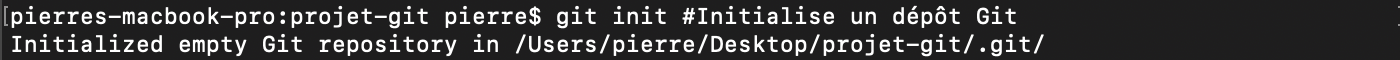Création dépot git init